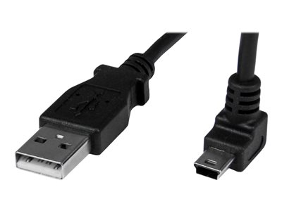StarTech.com 1m Mini USB Cable Cord - A to Up Angle Mini B - Up Angled Mini USB Cable - 1x USB A (M), 1x USB Mini B (M) - Black (USBAMB1MU) - Kabel USB - USB (M) do mini-USB typ B (M) - 1 m - 90° kone