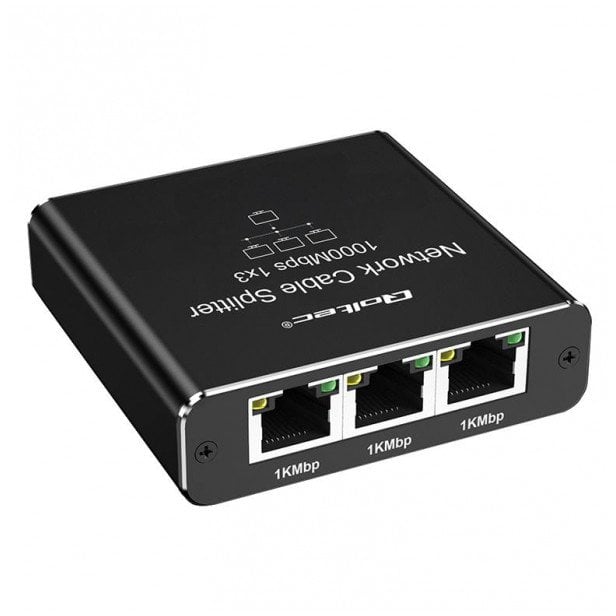 Qoltec Rozbočovač Ethernet mini SWITCH 1x3 RJ45 | 1000 Mb/s | USB-C | Hliník
