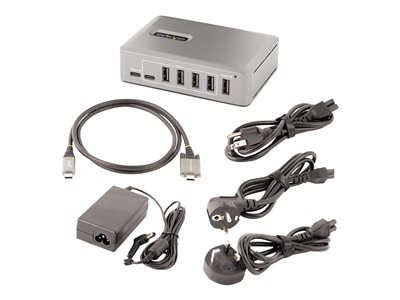 StarTech.com 10-Port USB-C Hub, 8x USB-A + 2x USB-C, Self-Powered w/ 65W Power Supply, USB 3.1 10Gbps Hub w/ BC1.2 Charging, Desktop/Laptop USB Hub with 3ft Locking USB-IF Certified Cable - USB Expans