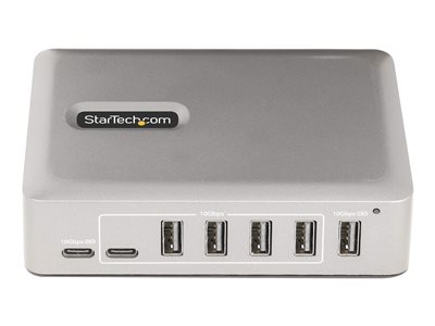 StarTech.com 7-Port USB-C Hub, 5x USB-A + 2x USB-C, Self-Powered w/ 65W Power Supply, USB 3.1 10Gbps Hub w/ BC1.2 Charging, Desktop/Laptop USB Hub with 3ft Locking USB-IF Certified Cable - USB Expansi