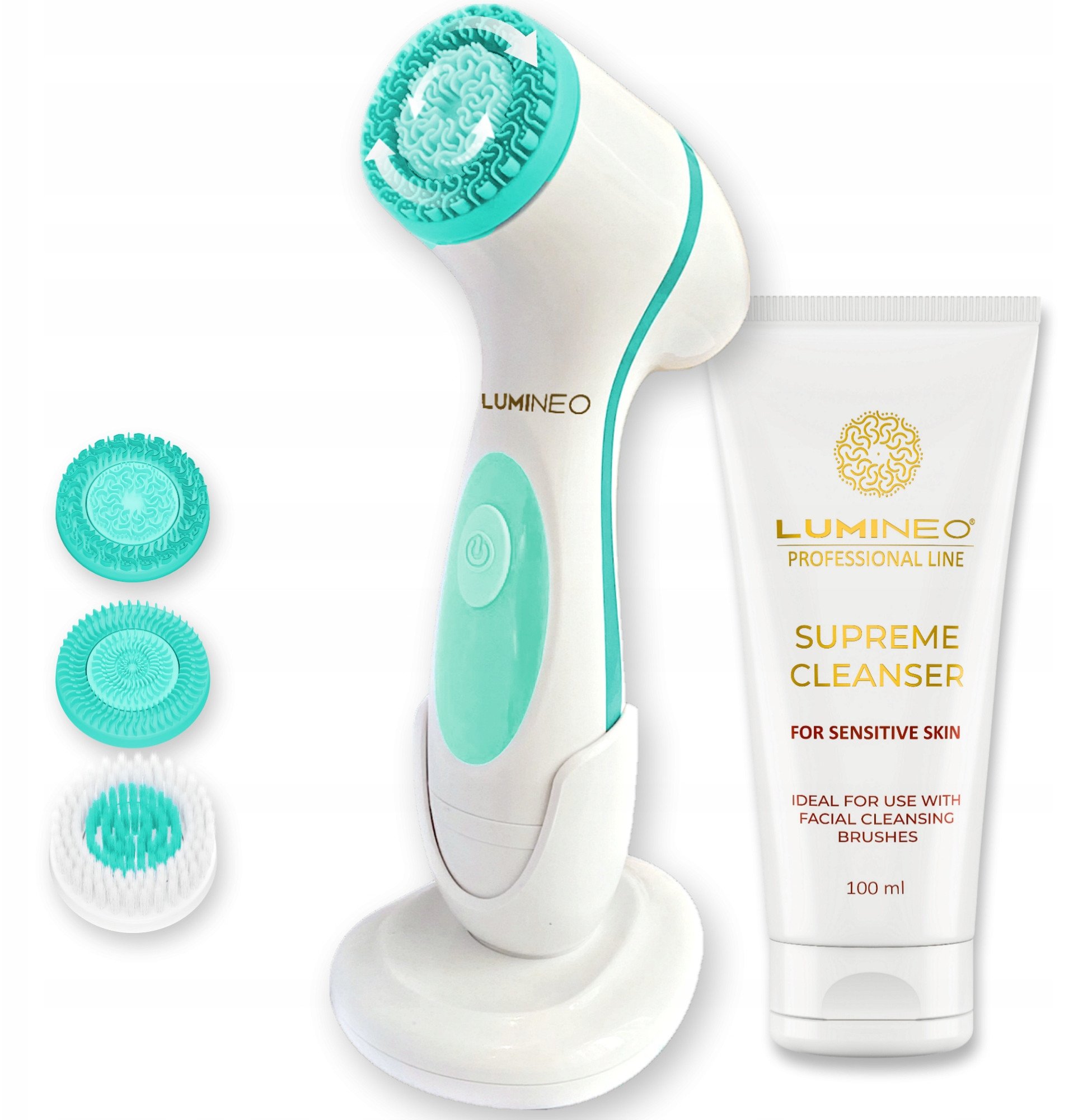 Bioderma LUMINEO Profesionální štětec na linky tyrkysový + Lumineo čisticí gel pro citlivou pleť 100 ml