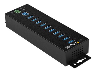 StarTech.com 10 Port USB Hub with Power Adapter, Surge Protection, Metal Industrial USB 3.0 Data Transfer Hub, Din Rail, Wall or Desk Mountable, High Speed USB 3.1/ USB 3.2 Gen 1 5Gbps Hub - Windows/m
