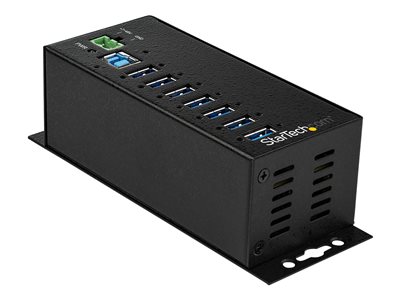 StarTech.com 7 Port USB Hub with Power Adapter, Surge Protection, Metal Industrial USB 3.0 Data Transfer Hub, Din Rail, Wall or Desk Mountable, High Speed USB 3.1/USB 3.2 Gen 1 5Gbps Hub - Windows/mac