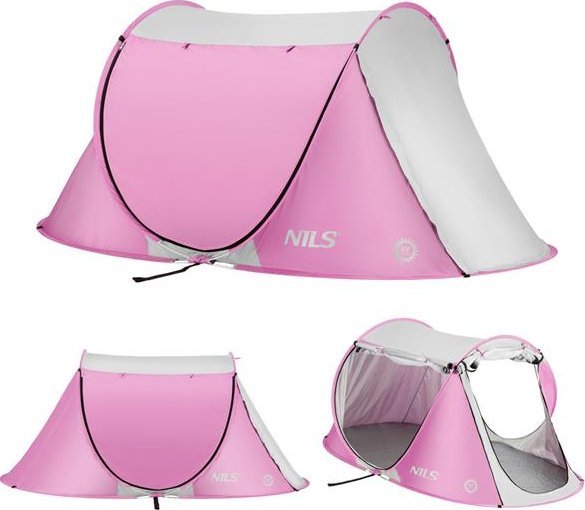 Nils Extreme Plážový stan NC3043 Růžový, samorozkládací