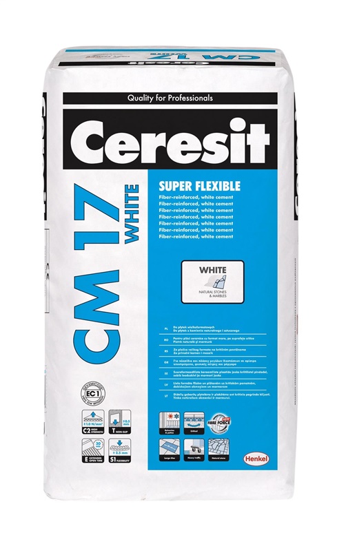 CERESIT Bílé vysoce elastické lepidlo CM17 WHITE na obklady a dlažby, 25 kg