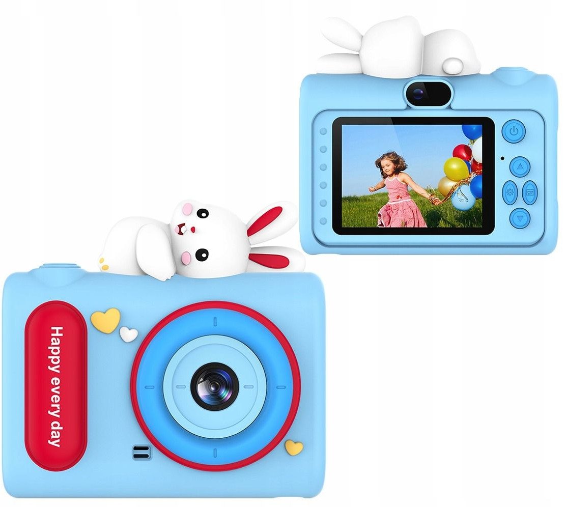 Xrec Digitální fotoaparát 40mp HD fotoaparát s objektivem pro selfie pro děti, MP3 hry / H05 / Modrý králík