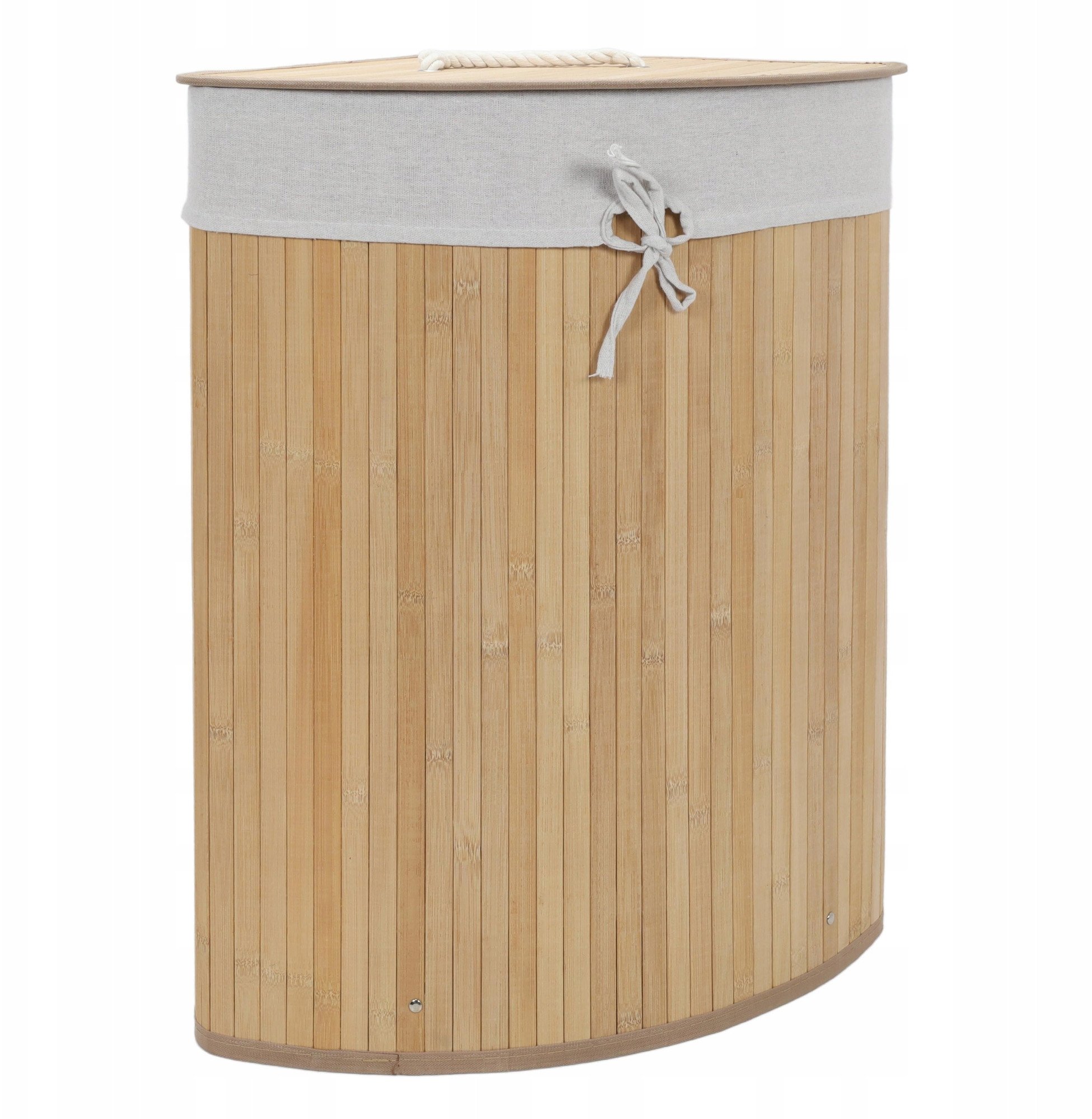 Gockowiak Rohový koš na prádlo s víkem, bambus, 60 l