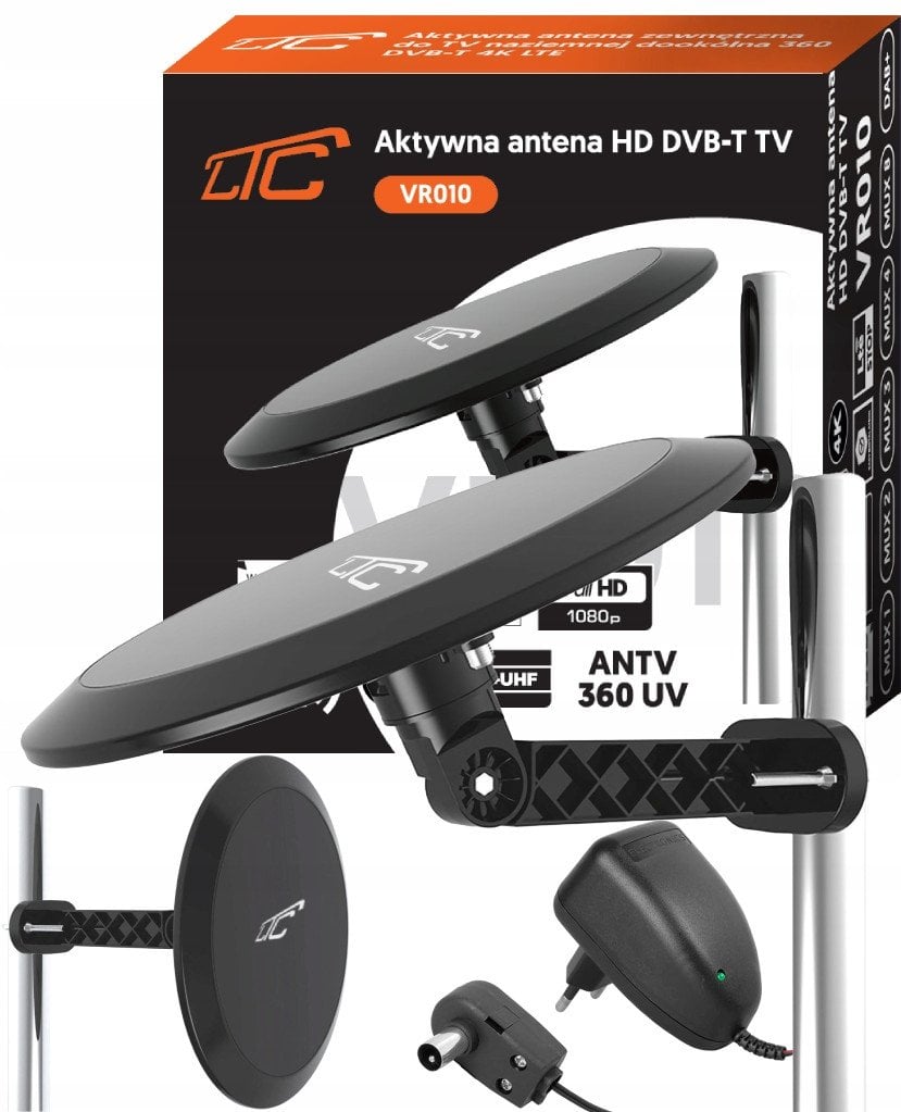 LTC AKTIVNÍ VENKOVNÍ ANTÉNA PRO POZEMNÍ TELEVIZI VŠESMĚROVÁ 360° DVB-T 4K LTE MUX-8