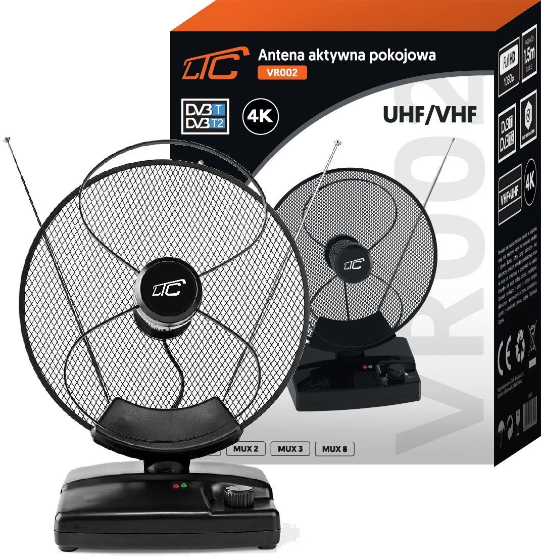 LTC AKTIVNÍ VNITŘNÍ TV ANTÉNA PRO POZEMNÍ TELEVIZI FHD 4K LTE DVB-T2 MUX8