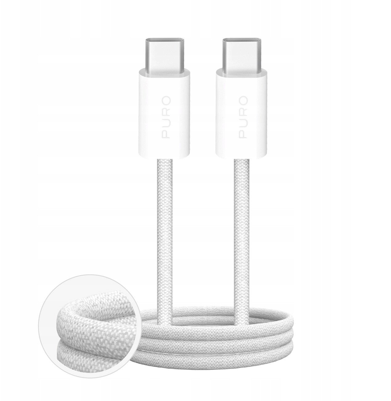 Puro Fabrik 4 100W opletený kabel USB-C - USB-C 2m - bílý
