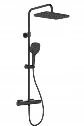 Alkotest 5756-910-81 / KFA / MALAGA / NÁSTĚNNÁ SPRCHOVÁ BATERIE RAINBOW S TERMOSTATICKOU SPRCHOVOU ARMATUROU, ČERNÁ /