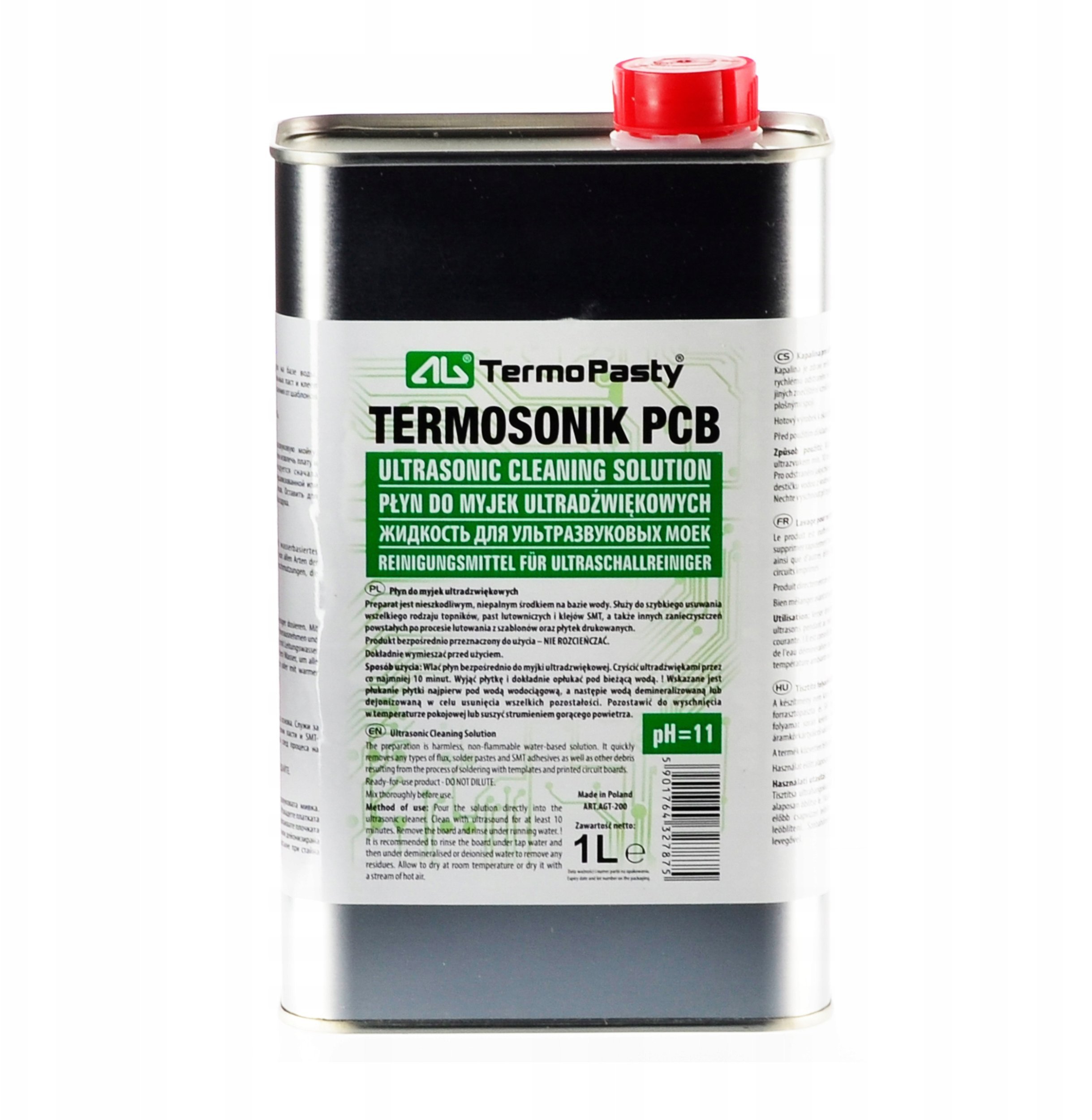 AG TermoPasty ULTRAZVUKOVÝ ČISTIČ TERMOSONIK-PCB/1000 KOVOVÁ NÁDOBA 1000ML AG TERMOPASTY
