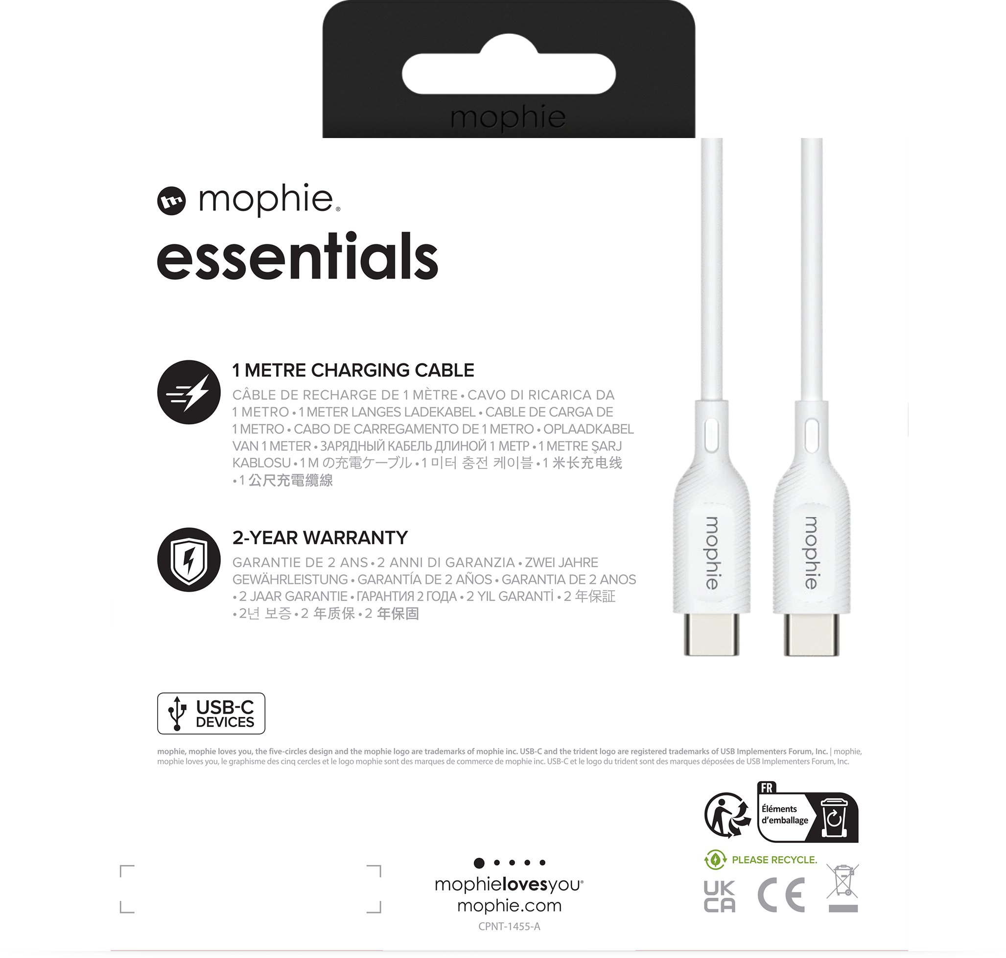 Zagg Kabel USB-C - USB-C 1 m bílý (409913177)
