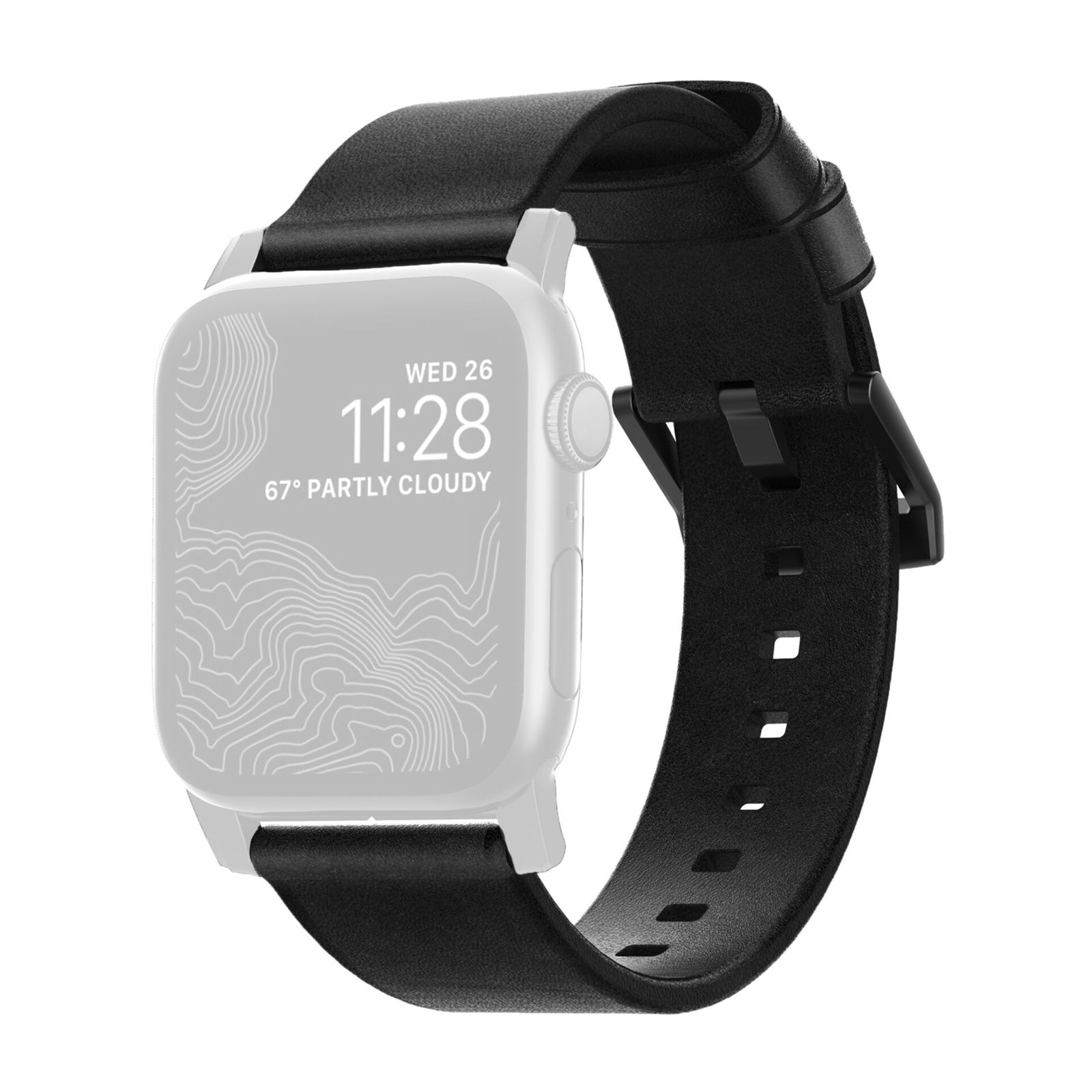 Nomad kožený řemínek pro Apple Watch 44-49mm - Modern Black/Black Hardware