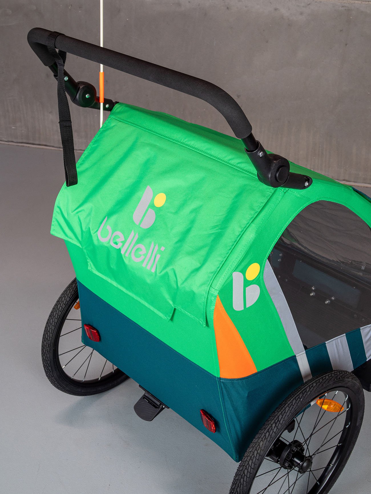Dětský kombinovaný vozík Bellelli Trailblazer za kolo + kočárek pro 2 děti zelený