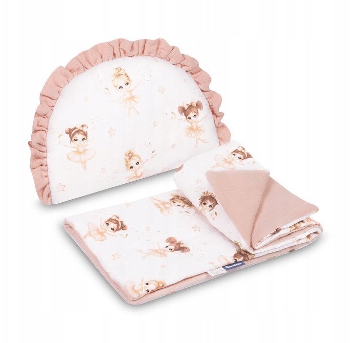 Sensillo KOČÁREK S MUSELÍNOVÝM KOČÁRKEM PRO BALETKY RŮŽOVÉ