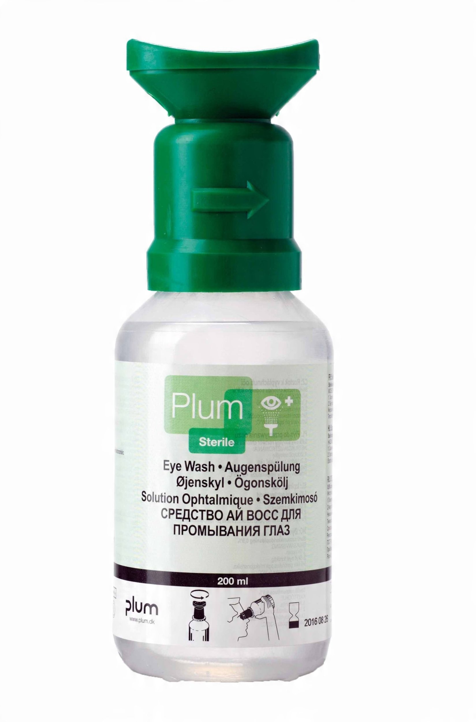 Plum Oční výplach , 0,9% chlorid sodný, s oční náplastí, 500 ml