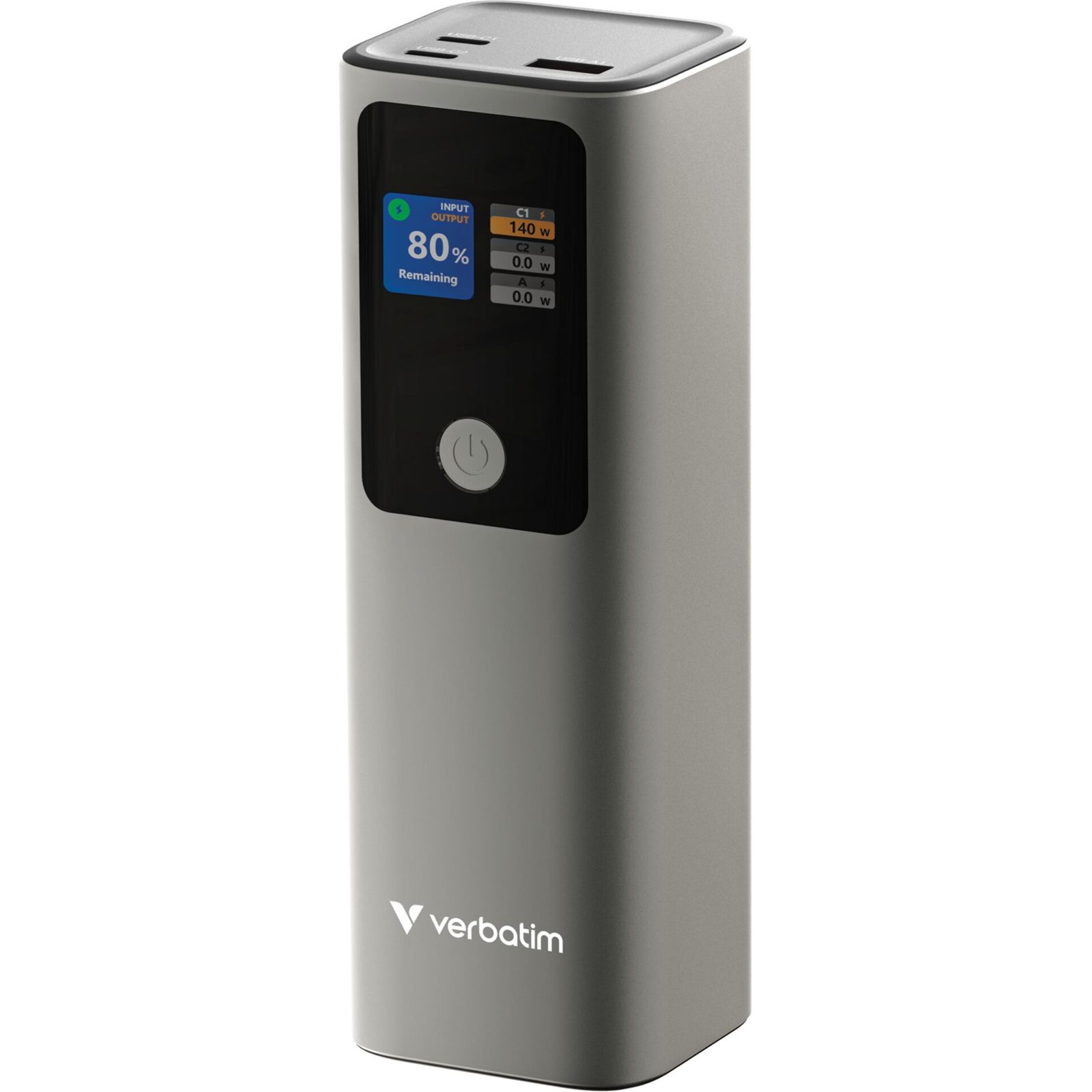 Verbatim powerbanka Charge 'n' Go, 27000mAh, 2× USB-C PD 3.1 140W + USB-A QC 3.0 18W, šedá