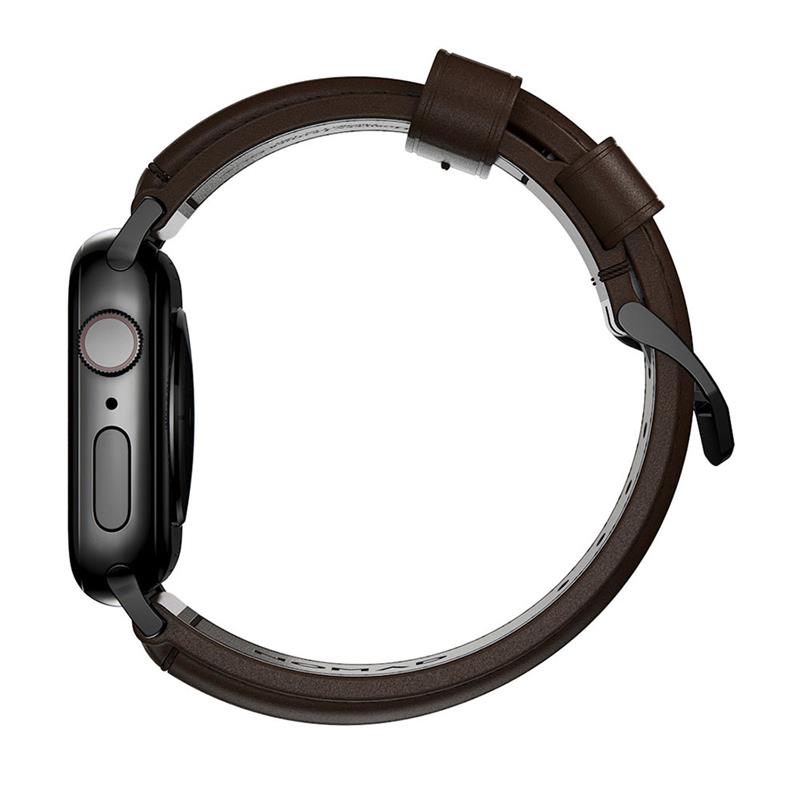 Nomad Řemínek NOMAD Tradiční kožený hnědý 42mm / 44mm konektor černý
