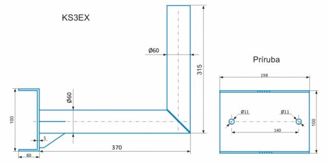 CSAT KS3EX konzole masivní na trubku, stožár - 37cm od zdi