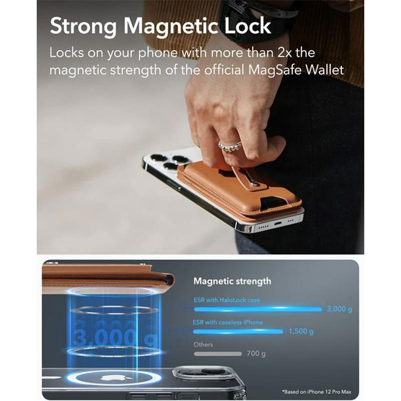 ESR Geo Wallet Stand S Apple Find My Funcionality - Caramel Brown