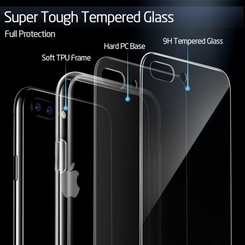 ESR kryt Mimic Tempered Glass Case pro iPhone 7 Plus/8 Plus - Clear
