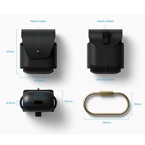 Elago Airpods Leather Case - Black