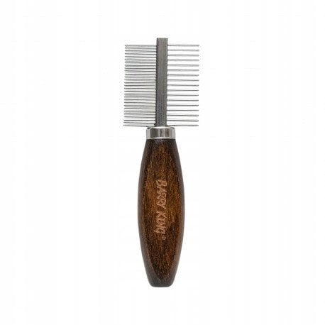 Beta Tools Exkluzivní oboustranný hřeben pro zvířata, s kovovým nástavcem, bukové dřevo, rozměry 3,8x12,6cm