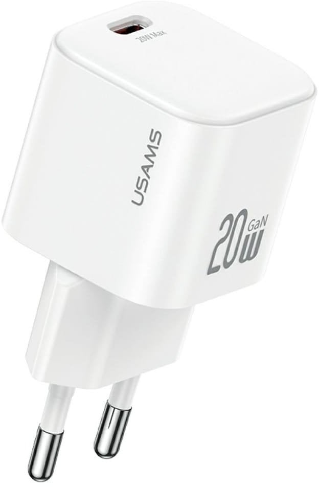 USAMS JO Series CC260 20W USB-C nabíječka do zásuvky + 1m USB-C/Lightning kabel bílá