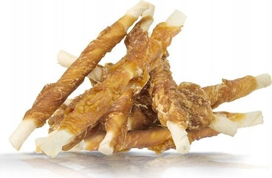 Hau&Miau Psí pamlsek Woof & Miau Pausesnack, kožená tyčinka obalená v kuřecím mase 1kg