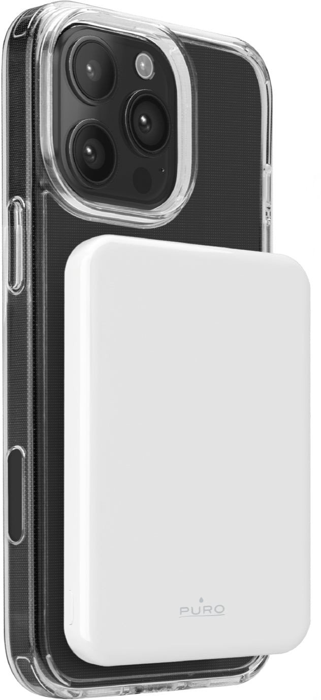 Puro Powerbanka Mag Plus 5000mAh 20W Qi2 kompatibilní s MagSafe 1x USB-C Power Delivery - bílá