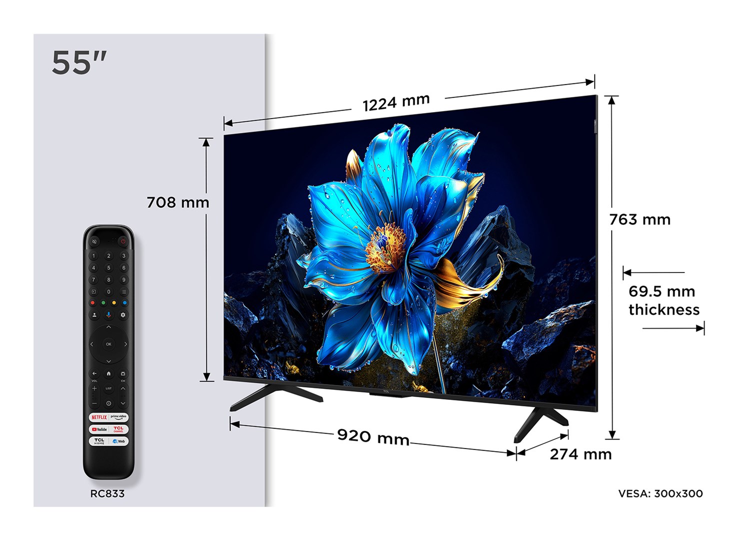 TCL P79K 55P79K televizor 139,7 cm (55 ) 4K Ultra HD Smart TV Wi-Fi Metalická 430 cd/m2