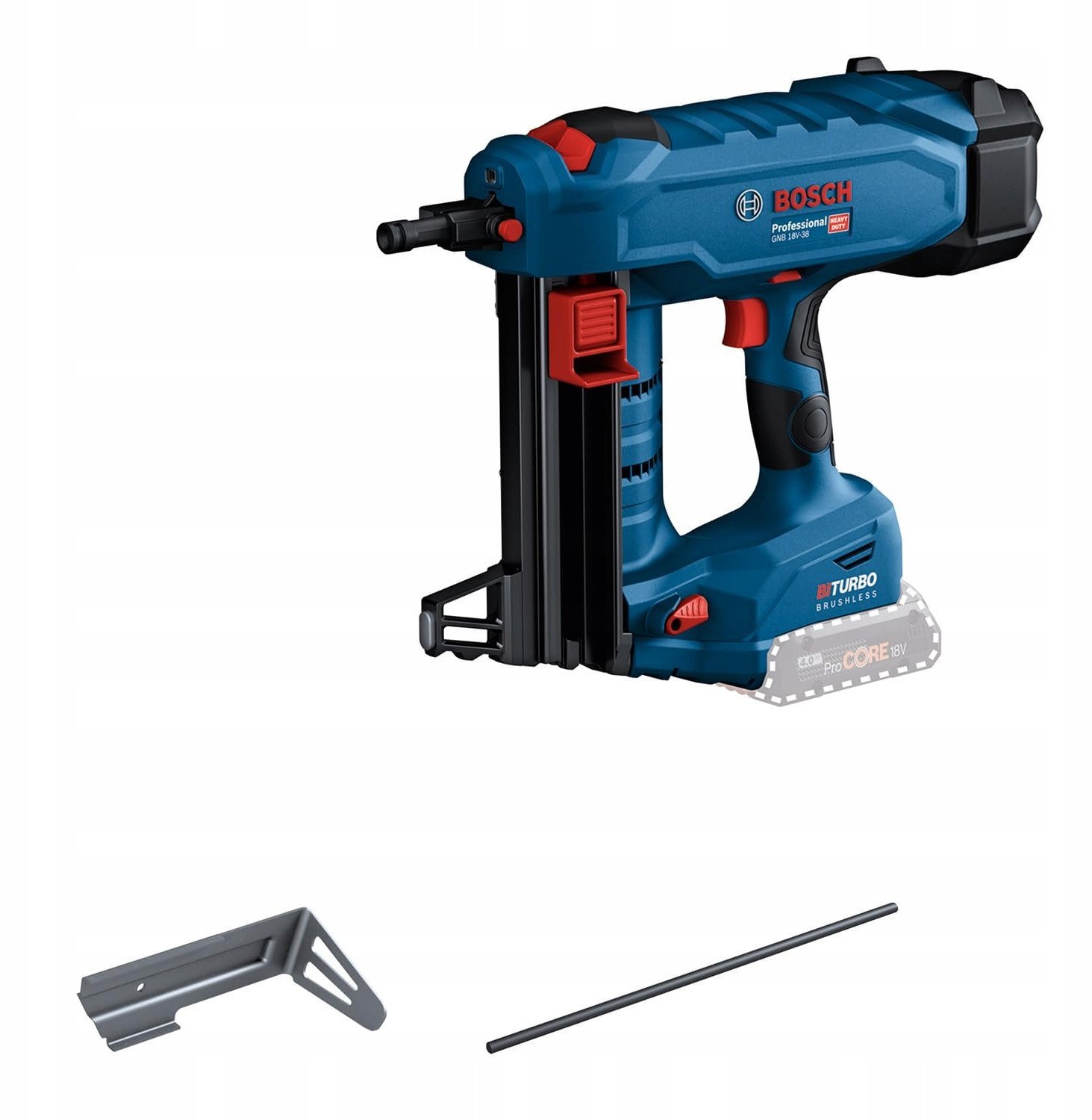Bosch Powertools Akumulátorová hřebíkovačka na beton PRO BITURBO GNB 18V-38 Professional (bez nástroje), 18 V (modro-černá, bez baterie a nabíječky)