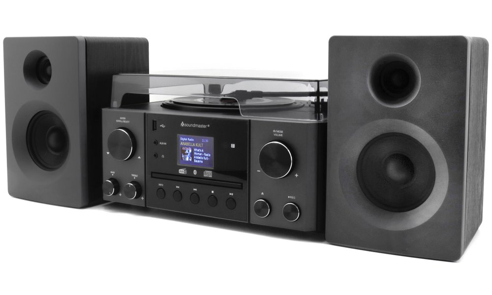 Soundmaster Elite line MCD1950SW/ Gramofon/ CD/ BT/ DAB+/ MP3/ 2x10W/ černý