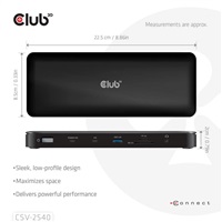 Club3D Dokovací stanice USB-C 14v1, 2xHDMI, 2xDP, 3xUSB-C, 1xUSB-C PD, 2xUSB, 1xRJ45, 1x3.5mm, microSD/SD, černá