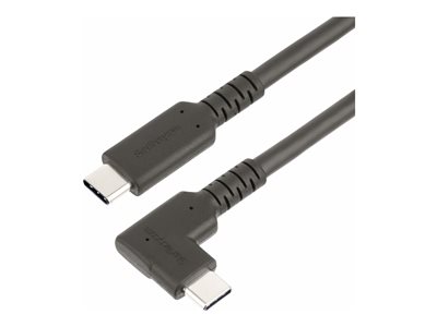 StarTech.com 1.6ft (50cm) Rugged Right Angle USB-C Cable, USB 3.2 Gen 2 (10 Gbps), USB C to C Data Transfer Cable, 4K 60Hz DP Alt Mode, 100W Power Delivery - 90 Degree USB-C Cable (RUSB31CC50CMBR) - U
