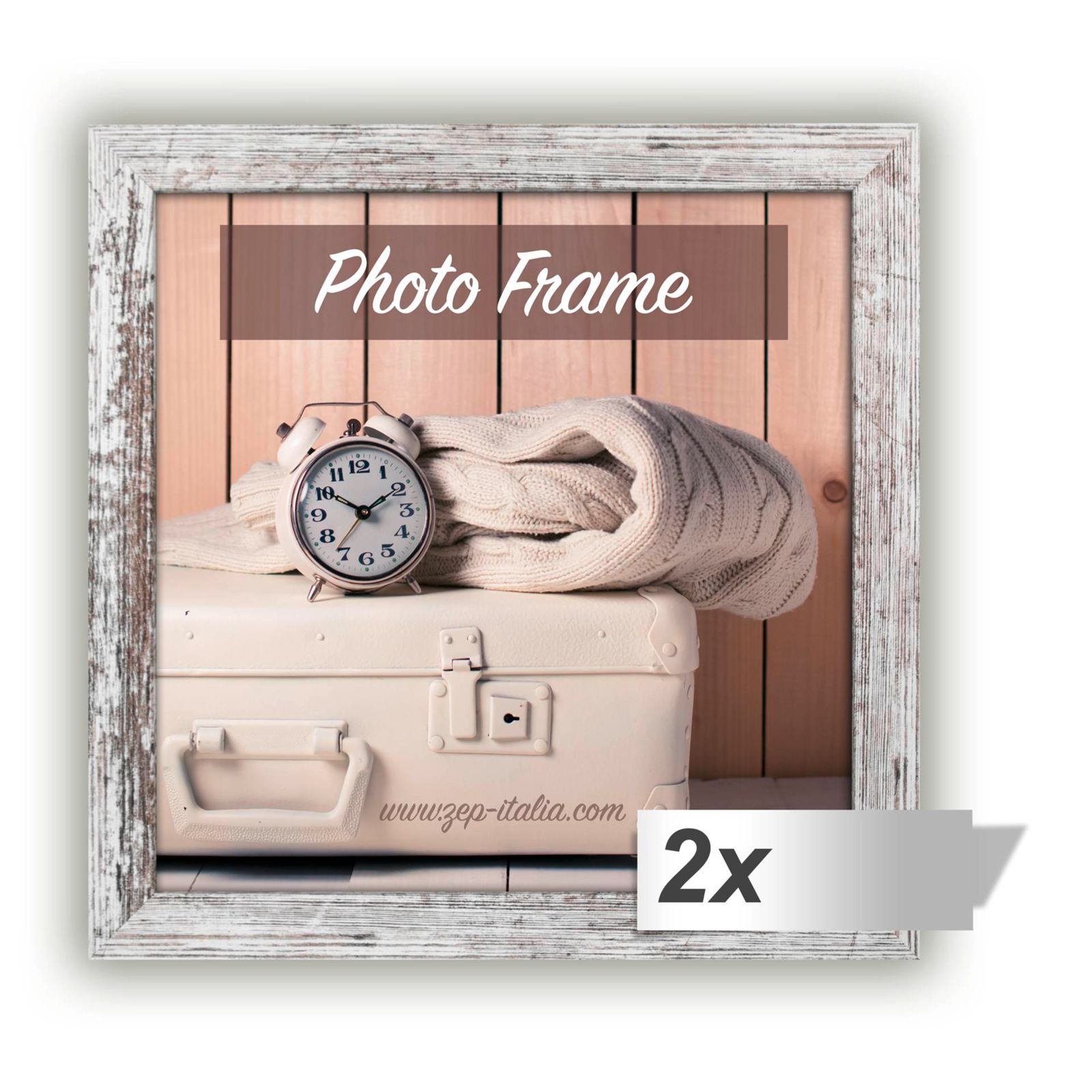 2x1 ZEP Nelson 6 weiß/br.  20x20 Holz Bilderrahmen         V21206