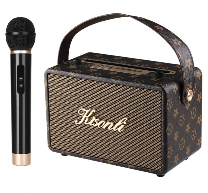 Reproduktor Kisonli G100, Karaoke, Bluetooth, USB, SD, AUX – hnědá Reproduktor Kisonli G100 s Bluetooth, USB, SD a AUX připojením zaujme svým výrazným zvukem. Kompaktní řešení pro přehrávání hudby do