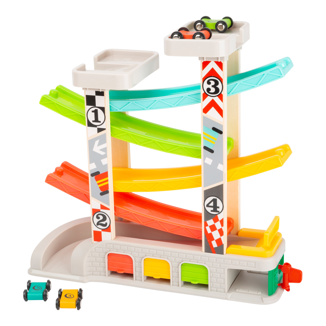 small foot Závodní dráha s parkovištěm a garážemi