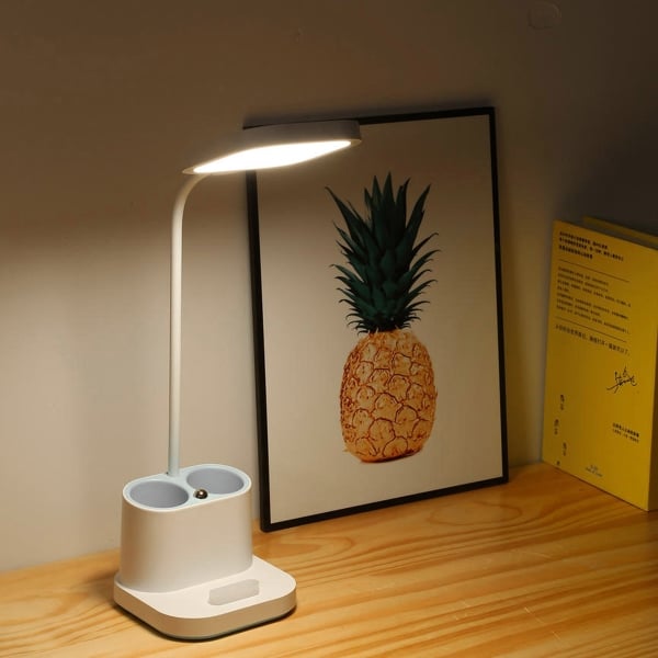 Platinet stolní LED lampa 5W, integrovaná baterie 2400mAh, USB port, bílá