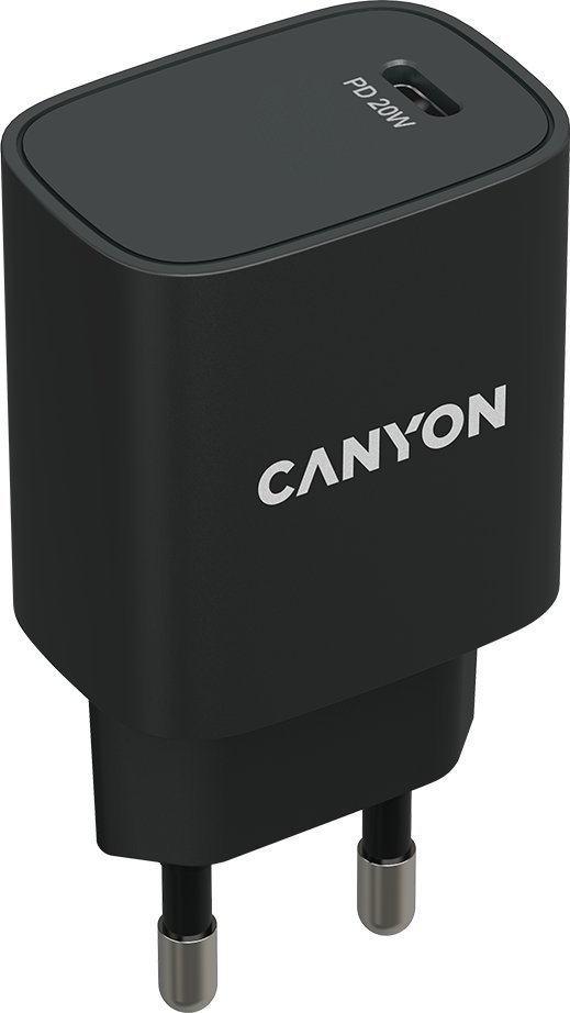 CANYON nabíječka do sítě H-20-02, 1x USB-C PD 20W, černá