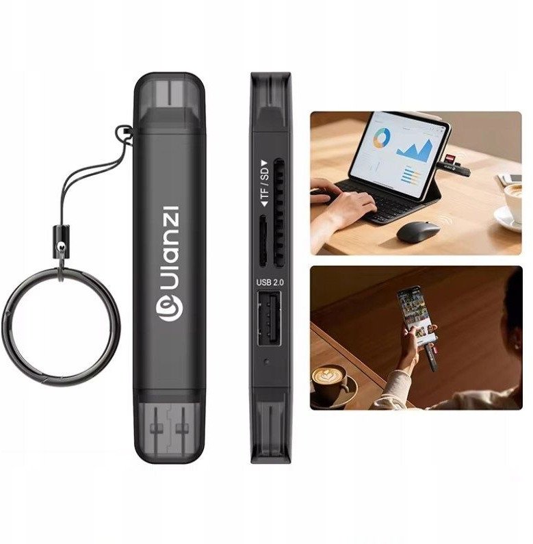 Ulanzi Čtečka karet CR1 3v1 USB 3.0 / USB-C SD/TF/MicroSD / 150–200 Mb/s / Cr1 / Skutečná velikost: x117
