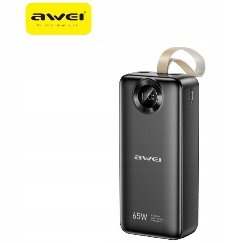 AWEI Powerbanka PA-34 30000mAh 65W Rychlonabíjení Černá