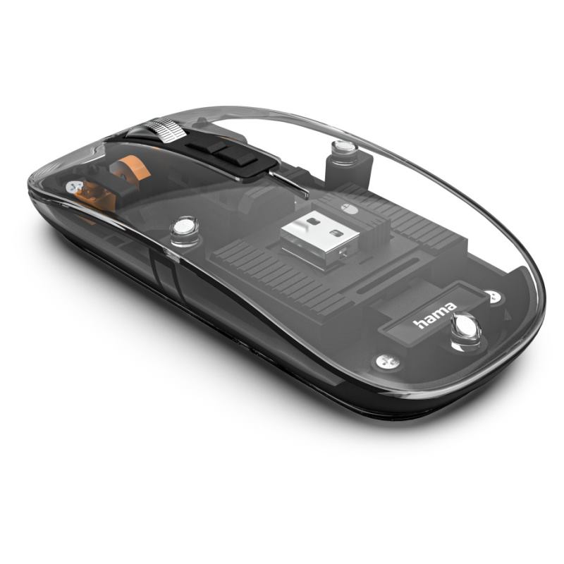 HAMA WM-600, Bezdrôtová myš, BT/RF, transparent