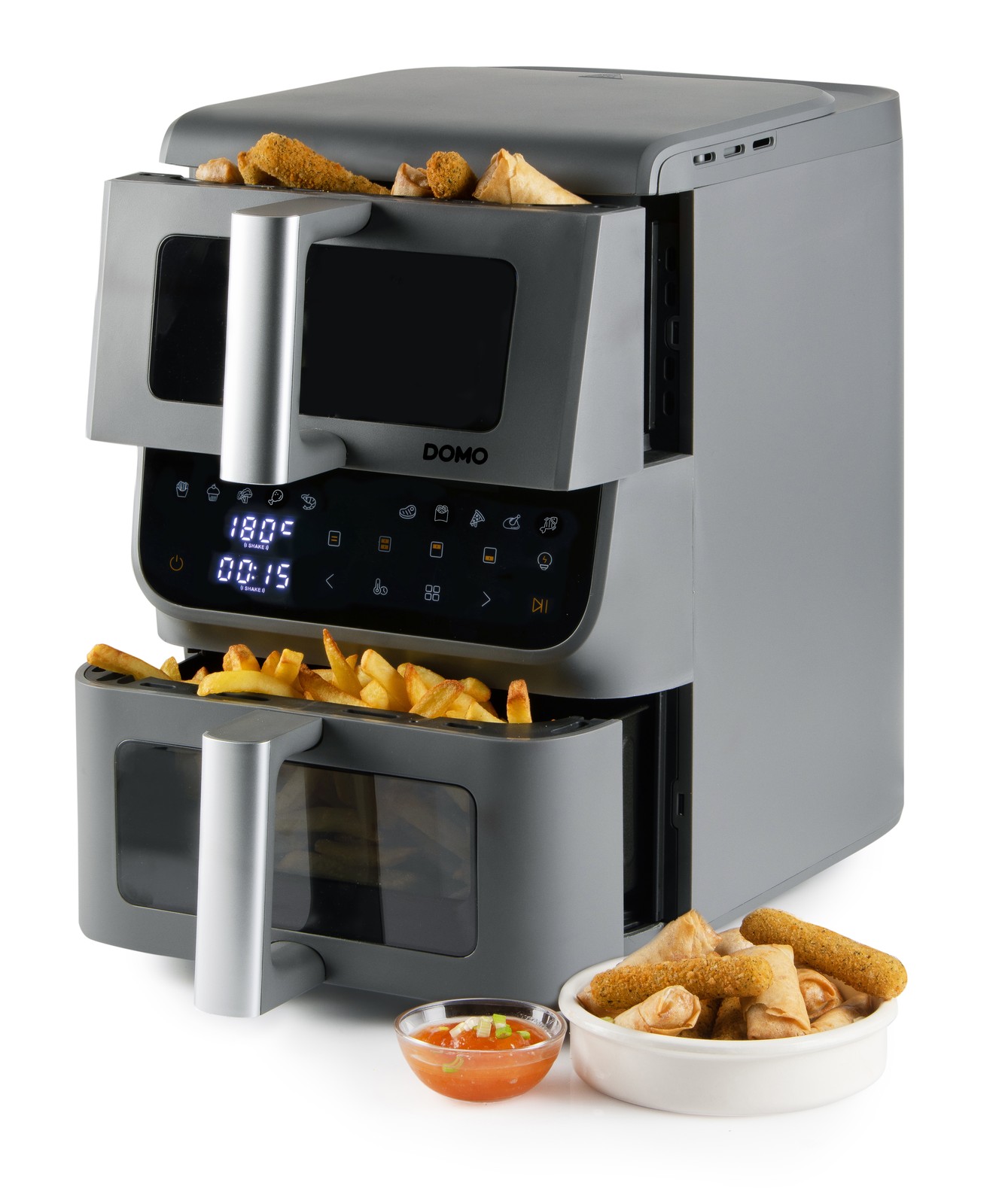 Vertikální dvojitá horkovzdušná fritéza 3,5+6,5 l - DOMO DO550FR