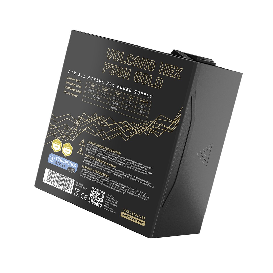 MODECOM Počítačový zdroj VOLCANO HEX GOLD 750W ATX3.1