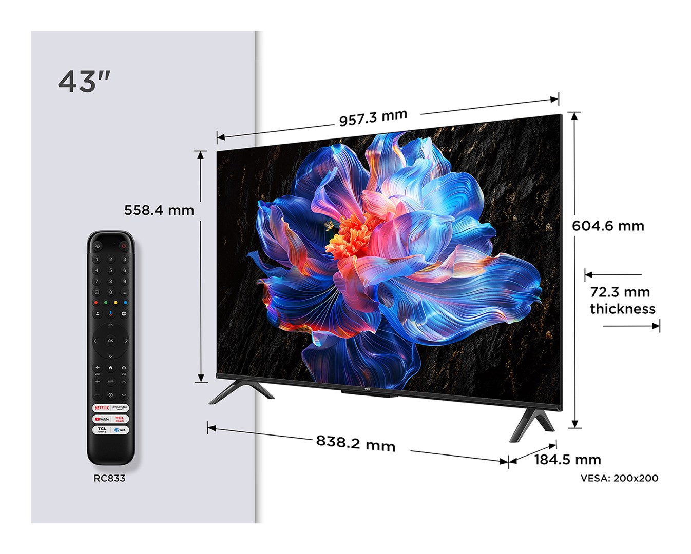 TCL 43P69K televizor 109,2 cm (43 ) 4K Ultra HD Smart TV Wi-Fi Černá