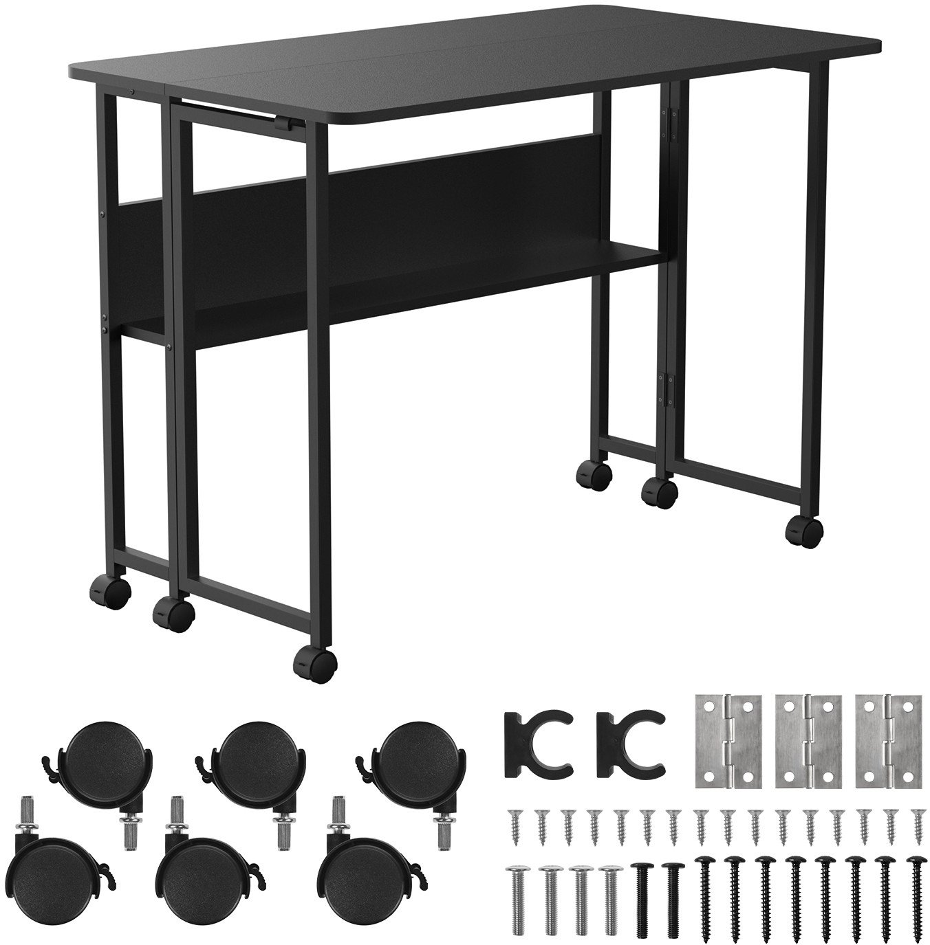 MACLEAN FOLDING TABLE DESK, BLACK, MOBILE MC-126 B