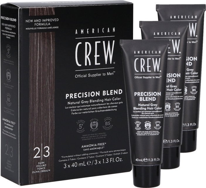 American Crew AMERICAN CREW Precision Blend odstraňovač šedivých chloupků pro muže TMAVÝ (2-3) 3x40ml