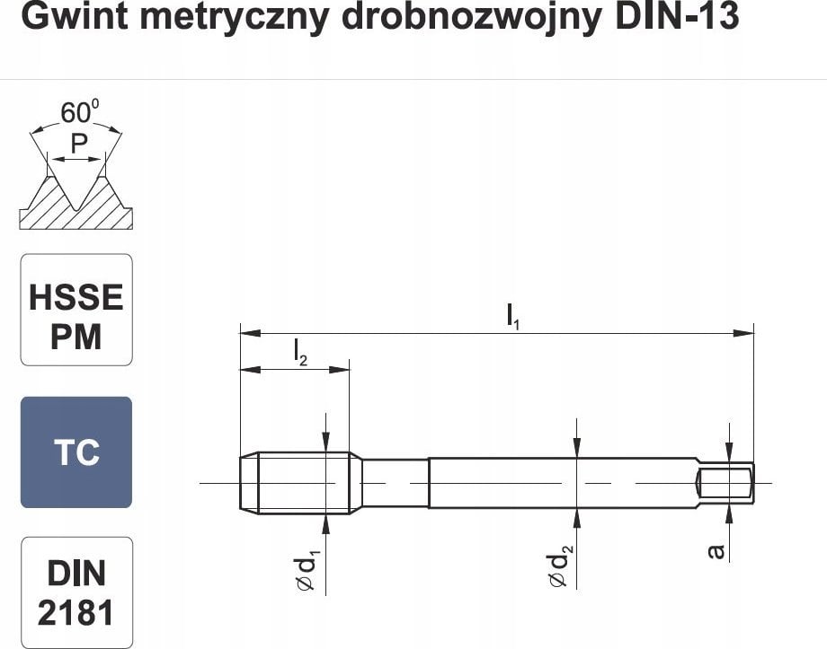 Fanar Závit M 8x1 NGMM/2-P DIN-2181 (6HX) HSSE-PM TICN HRC40